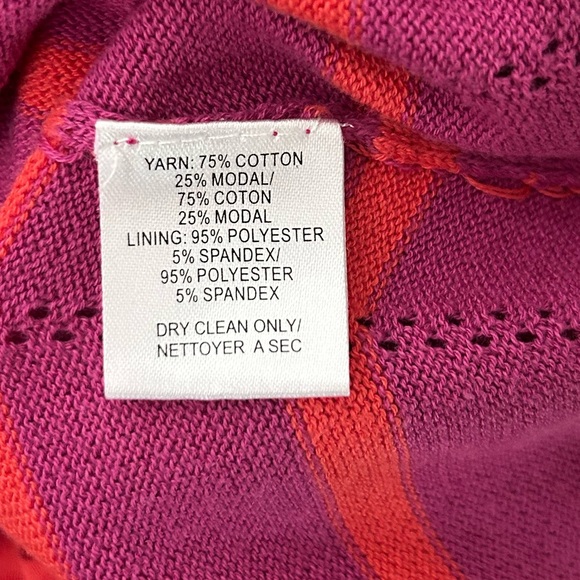Trina Turk Knit Dress Fit and Flare Sleeveless Chevron Pattern Purple Orange 4 - Picture 7 of 8